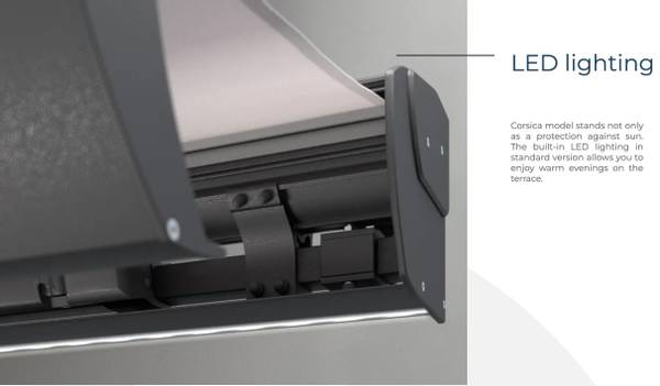 Hovedbilde Kassettmarkise m ledys, bredde 310-350 cm x  260 utfall