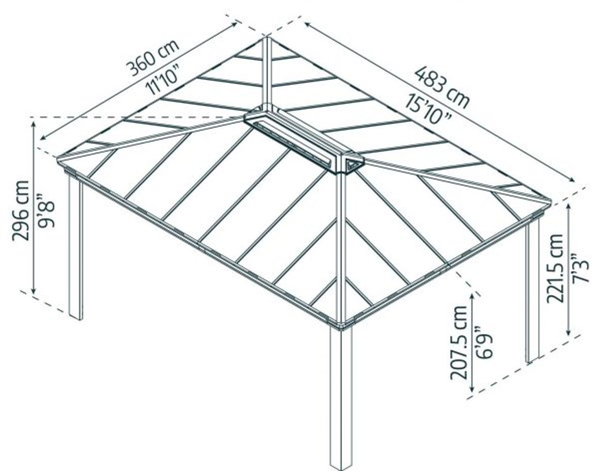 Helårs paviljong Dallas 360 x 483 cm - Canopia by Palram